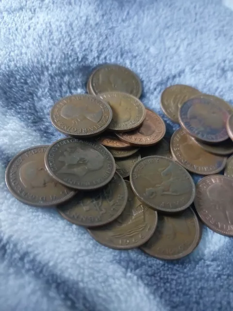 100x Unchecked Radom Job Lot HALF PENNIES / 1/2 Penny Various Date And Quality