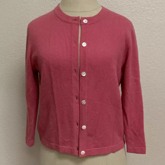 Daniel Bishop Women’s Cardigan 100%Cashmere Sweater Long Sleeve Pink Petite M #8