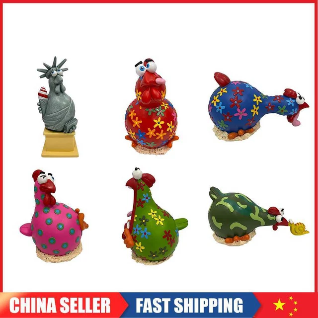Resin Chicken Statue Desk Ornament Courtyard Fairy Garden Decoration Funny Arts