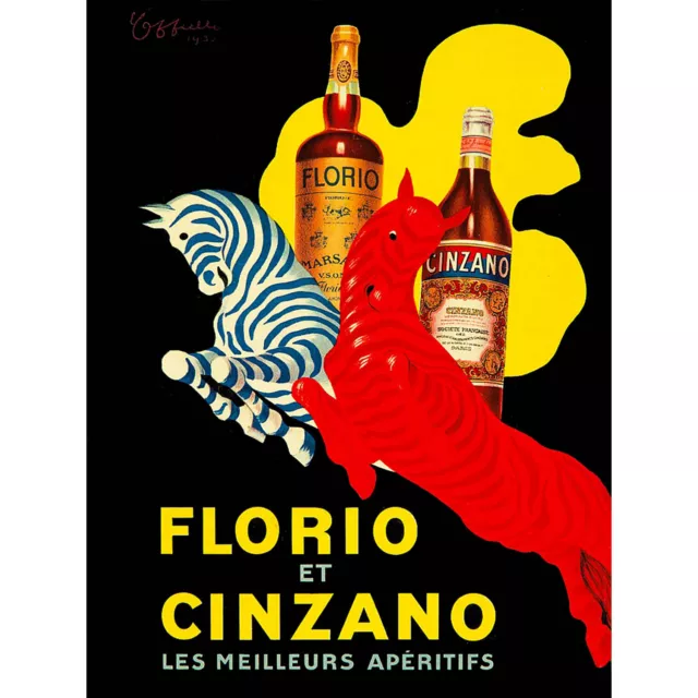 Advert Drink Alcohol Florio Zebra Aperitif Cool Fine Art Print Poster 30X40 Cm 1