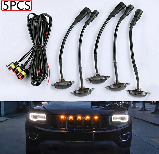 5X LED Amber Front Grille Lighting Lights For Ford Truck Raptor Style Universal