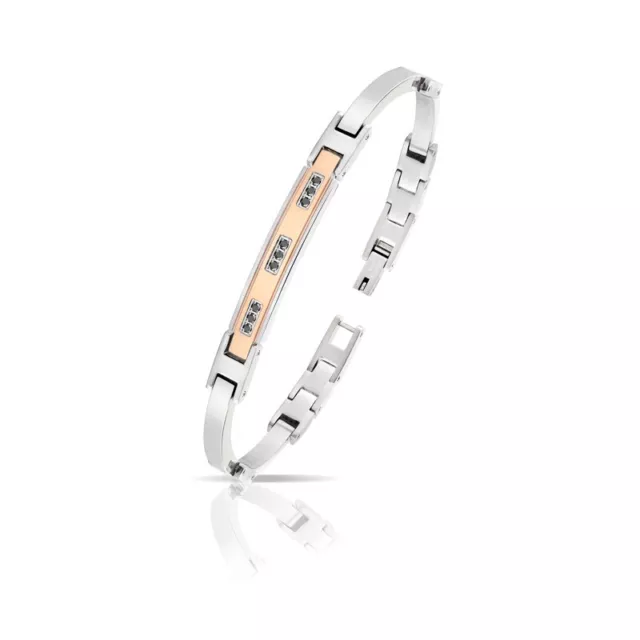 Bracciale Uomo ARKANO ABA009NB In Acciaio Con Diamanti Neri