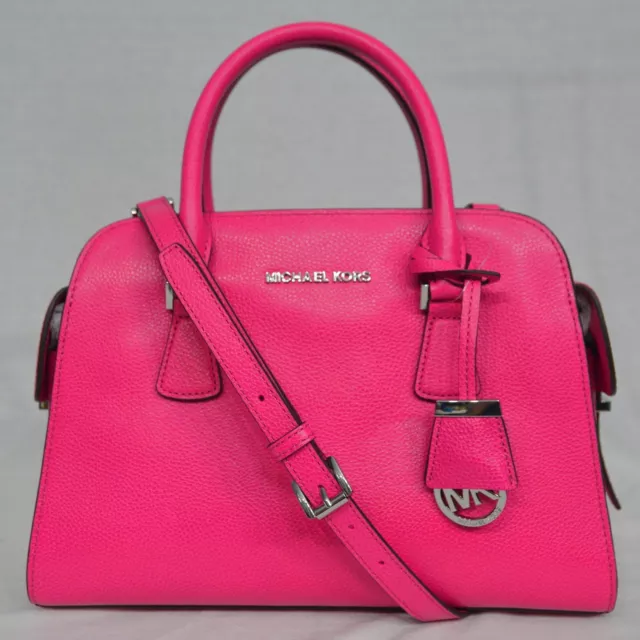 NWT MICHAEL Michael Kors Harper Medium Satchel Bag in Leather - Raspberry Pink