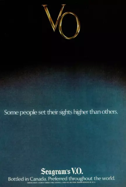 1977 Vintage Print Ad Seagram's V.O. Some people set their sights higher than