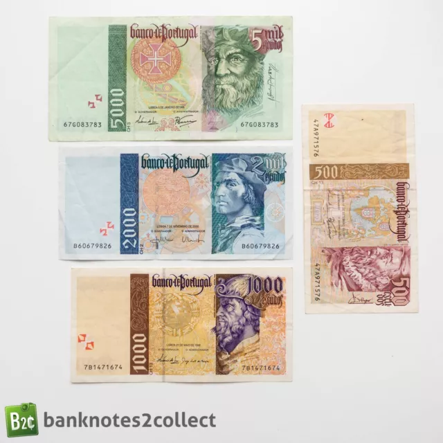 PORTUGAL: Set of 4 Portuguese Escudo Banknotes.