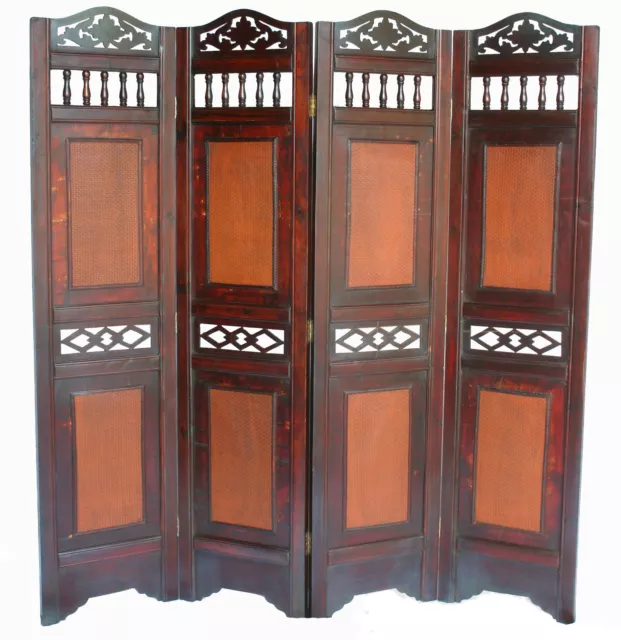 4 Panel Victorian Wooden Screen Room Divider Foldable  Paravent Partition 2