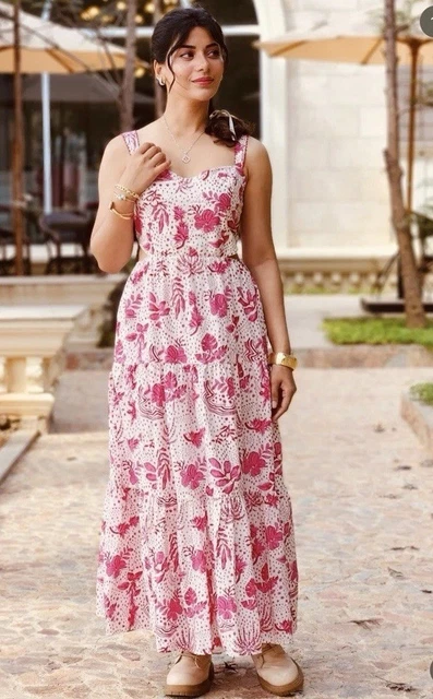 ZARA PRINTED PINK Floral MIDI Shirt Dress With Belt. Size M