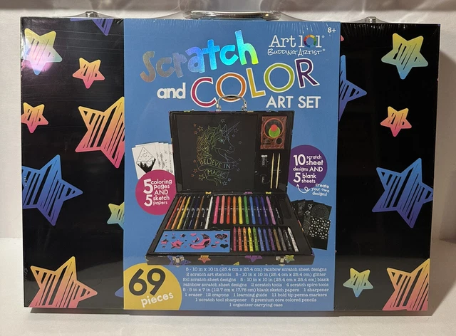 Scratch & Color Art Set 69 pieces in carrying case Brand New