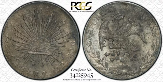M017 Republic Cap & Rays 8 Reales 1888 Go-RR, KM377.8, DP-Go71 PCGS UNC Details