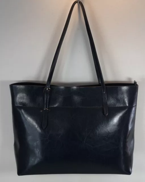 Kattee Purse Leather Tote Bag Navy Blue Satchel Large Classic