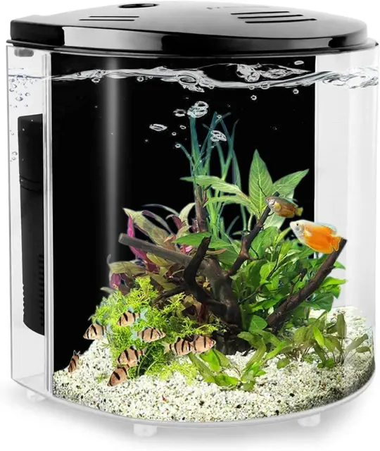 1.2 Gallon Betta Aquarium Starter Kits Fish Tank with LED Light and Filter Pump