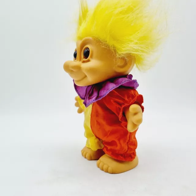 Vintage 1990's Russ 17cm Clown Troll Doll No Hat Yellow Hair Pom Poms Missing 3