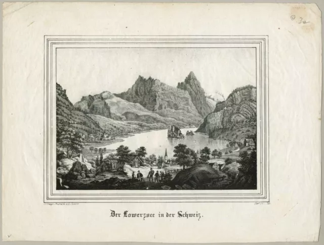 LAUERZERSEE - Gesamtansicht - Lithographie um 1840 2