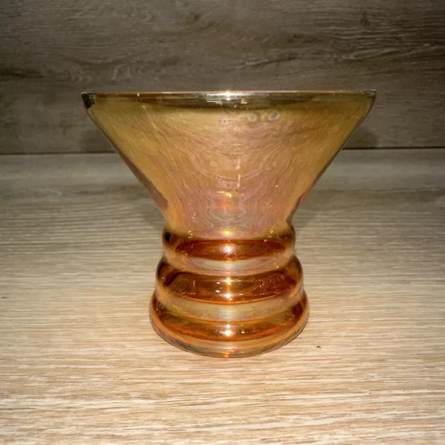 VTG MCM Amber & Peach Cocktail Flared Lowball Shot Glass RARE