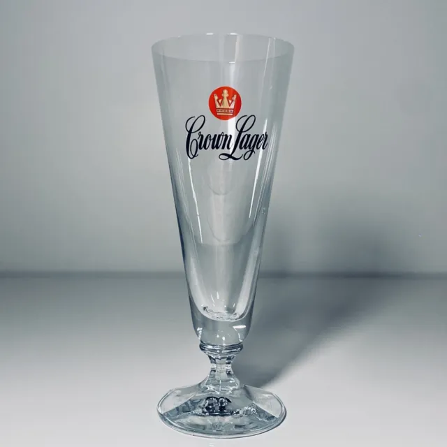 Crown Lager Beer Glass Flute Stemmed 200ml Cave Man Collectable