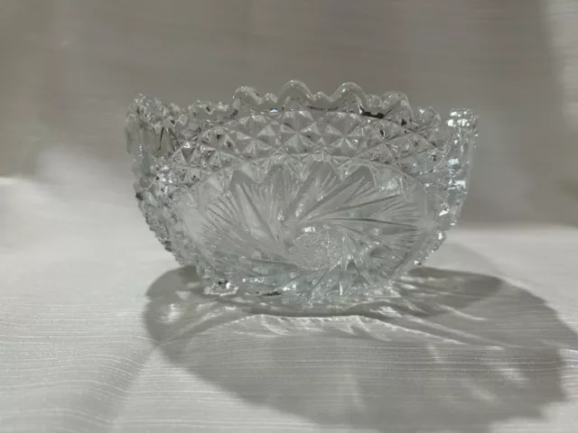 Vintage L.E. Smith Pressed Glass Bowl Comet in the Stars 7.5” Sawtooth Cut Glass