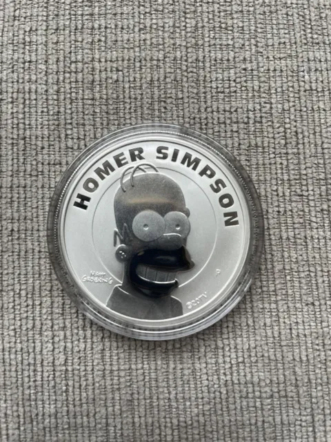 2022 Tuvalu The Simpsons Homer Simpson 1 Oz .9999 Silver Coin BU In Capsule