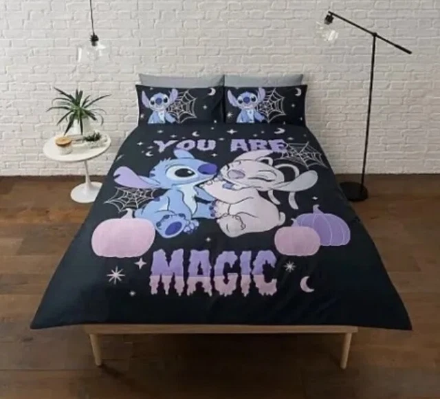 DISNEY STITCH AND Angel Halloween Magic Easy Care Duvet Set King Black