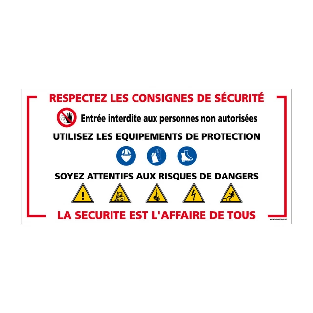 Panneau Chantier "Respectez les consignes de sécurité" (W0032). Signalisation de