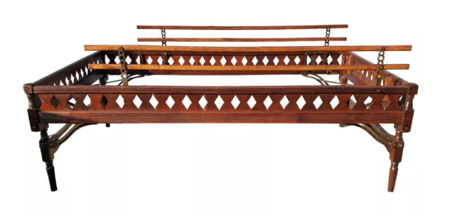 Antique Walnut Wooden Rolling Child Sized Trundle Bed Frame