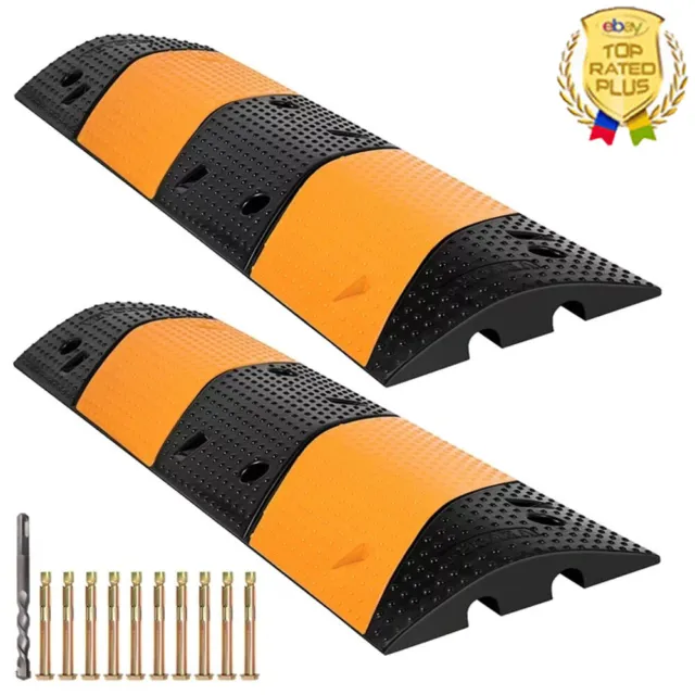 Rubber Speed Bump 2 Pc 2 Channel 42 In Long Modular Rated 22000 Lb Load Capacity