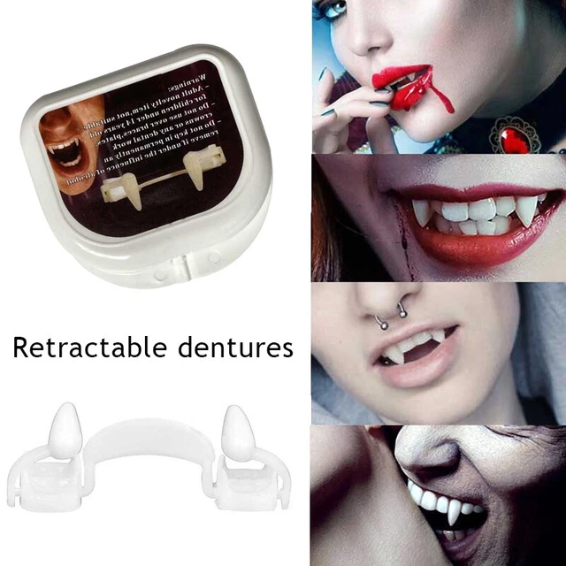 Lot De 2 Dents De Vampire Rétractables – Pour Halloween Et Cosplay – Résine Sûre – Dents à Crocs Contrôlables Par La Langue - 2