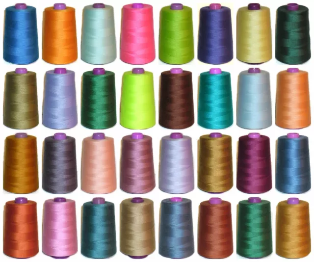 TIGER 120s SEWING THREAD, 100% SPUN POLYESTER, 5000 YARDS X4 CONES, VARIOUS COLS