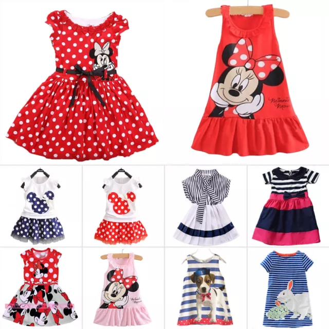 Kids Baby Girls Minnie Mouse Party Mini Dress Summer Sundress Age 1-7Years GiftЙ 3
