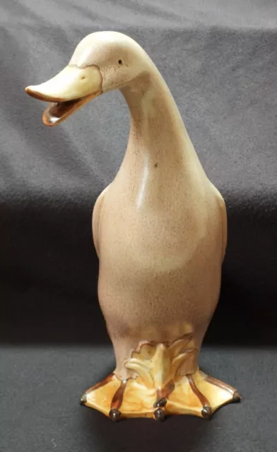 Antique Large Light Brown Glazed Porcelain Duck or Goose 13" Tall 8