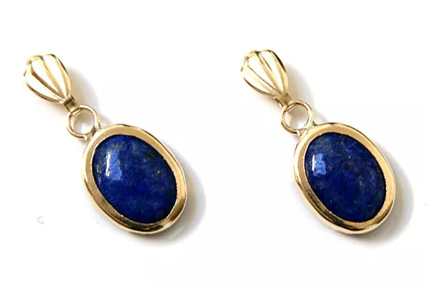 9ct Gold Lapis Lazuli Oval drop earrings Gift Boxed Made in UK