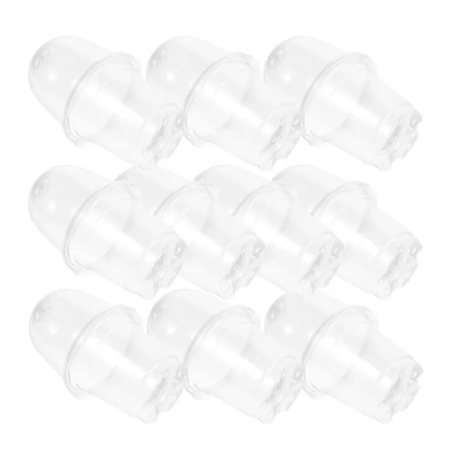 10 Sets of Starter Pots Plastic Plants Planter Lidded Clear