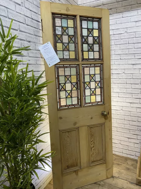 # Now sold, More In - Please Enquire # Leaded  - ANTIQUE Stripped VESTIBULE DOOR