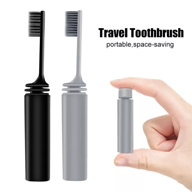 2 Pc Folding Travel Toothbrush Outdoor Tooth Brush Bamboo Charcoal Toothbrushes