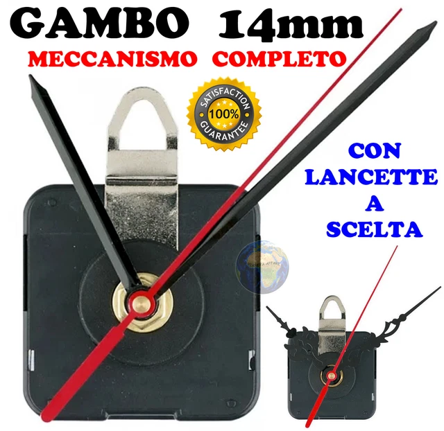 2 Meccanismi Per Orologio Da Parete Quarzo, Lancette Lunghe E Corte, Movimento Silenzioso Con Batteria AA, Kit Fai Da Te Per Ricambi Orologio (Oro/Nero)