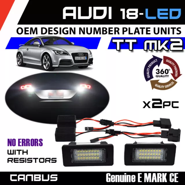 2x AUDI TT MK2 18 LED WHITE NUMBER PLATE UNITS LIGHTS ERROR FREE CANBUS