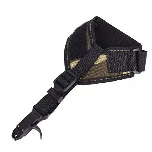 Compound Bow Release Adjustable Archery Camo Wrist Strap Trigger Caliper