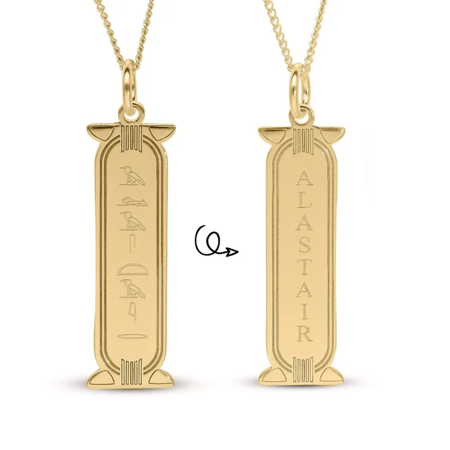 Personalised Silver Gold Plated Cartouche, Egyptian hieroglyphs, any name, Gift