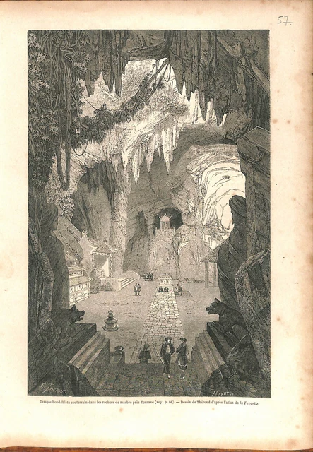Cochinchine sud du Viêt Nam temple bouddhiste souterrain de Tourane GRAVURE 1860