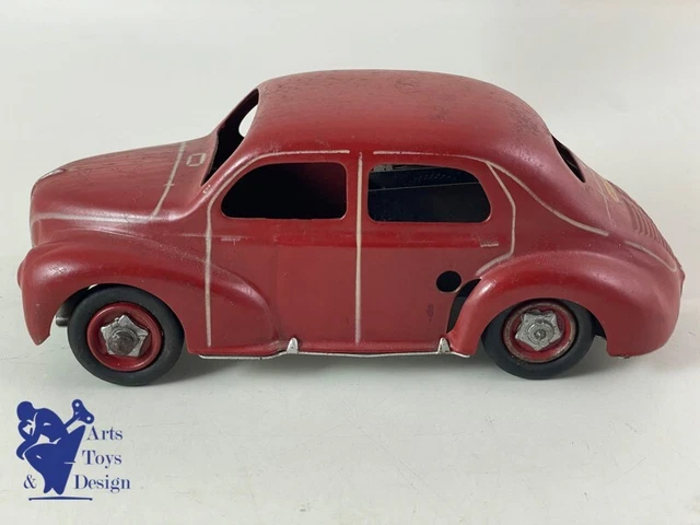 Jouet Ancien CIJ Renault 4CV – Tôle Bordeaux, Mécanique, 18 Cm, Vers 1950