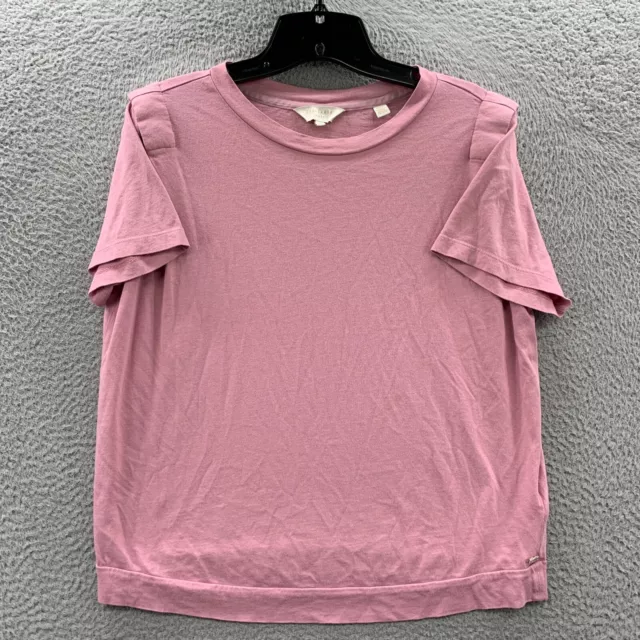 TED BAKER London Blouse Womens Size 2 Top Short Sleeve Pink