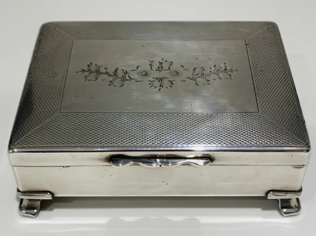 Silver Plated Decorative Engine Turned Cigarette Box Trinket Box EPNS Aristocrat