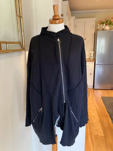 Lovely Grizas Black Zip Coat Jacket Textured XXL