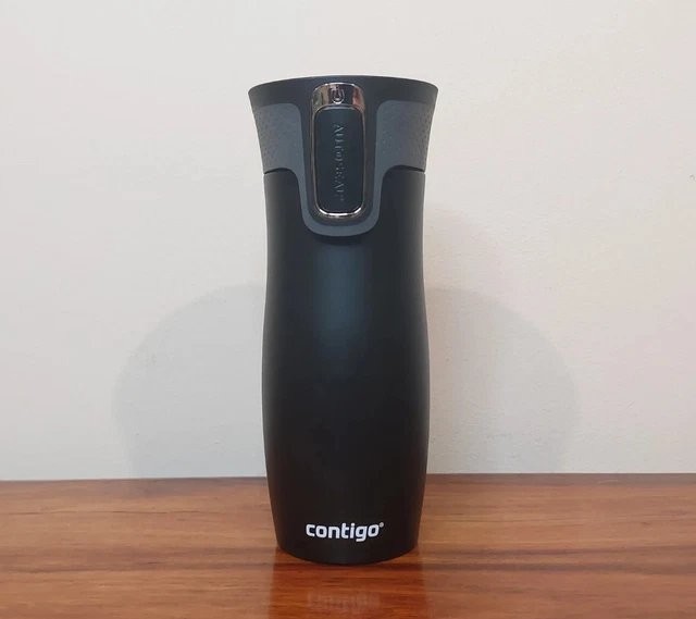 Tazza da viaggio auto con anello in acciaio inox Contigo West, nera, 470 ml usata una volta