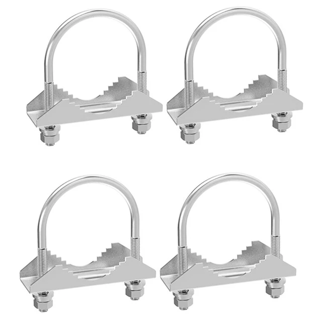 4 Set Antenna Mast Pipe Clamp with V Jaw and U Bolt -Rust Finished for CB H Y7E3