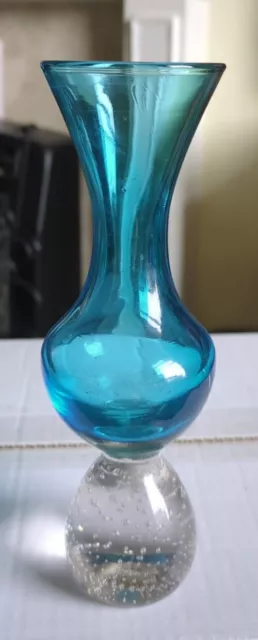 Vintage Vase Turquoise 18cm 60s Scandi  style Bullicante MCM Blue Retro Bubbles