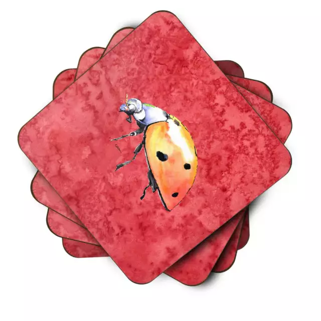 Lady Bug on Red Foam Coaster Set of 4 8868FC-S New