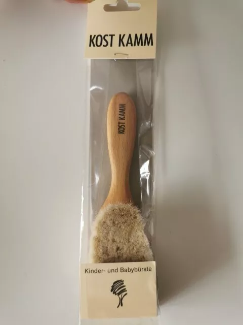 Kost Kamm Babybürste Buche, weiches Ziegenhaar, 18,5cm Babyhaare, Kaum Benutzt