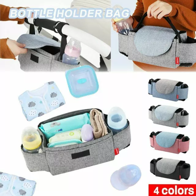 Storage Bag Baby Organiser Mummy Bottle Cup Holder Buggy Stroller Pram Pushchair