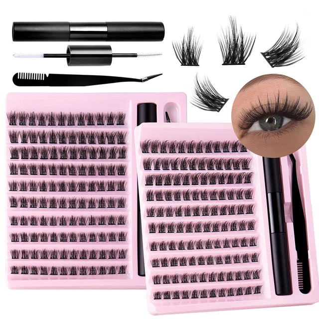 100/120/140Pcs DIY Lash Extension Kit Individual Lashes Cluster D Curl Eyelash