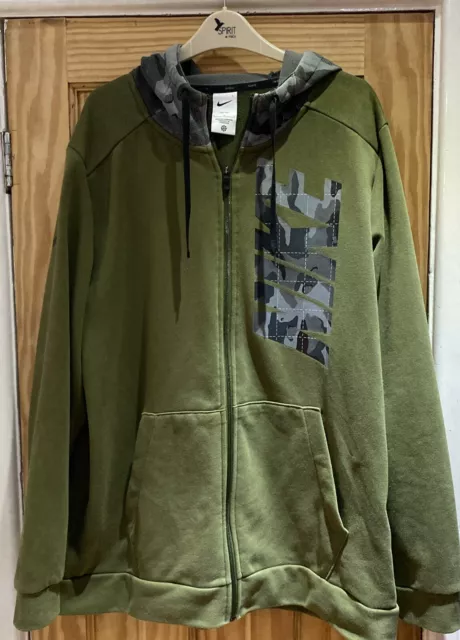 Nike Dri-Fit Full Zip Training Hoodie  DD1733-326 Khaki / Camo Size Large.